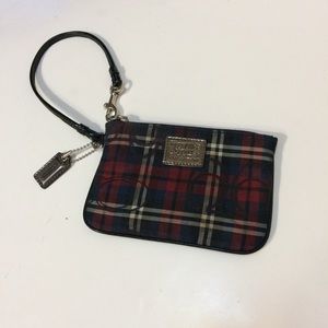 Coach Poppy Tartan Plaid Small Wristlet